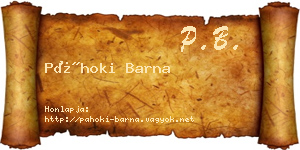 Páhoki Barna névjegykártya